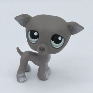 Littlest Pet Shop Authentic # 319 Gray Greyhound Teal Eyes LPS Hasbro